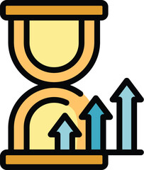 Poster - Management hourglass icon outline vector. Business time. Work project color flat