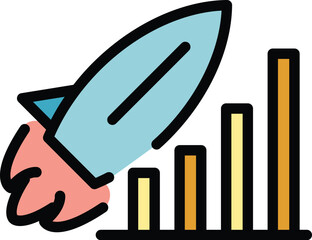 Poster - Management of startup icon outline vector. Work project. Online business color flat