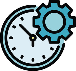Poster - Time management icon outline vector. Business online. Work project color flat