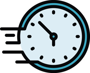 Sticker - Fast time management icon outline vector. Business online. Job project color flat