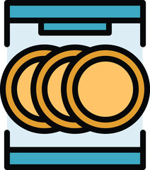 Poster - Repair dishwasher heating icon. Outline Repair dishwasher heating vector icon for web design isolated on white background color flat