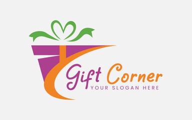 Gift logo design concept for gift corner, gift vector symbol