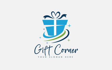 Gift Shop Logo Symbol Template Design. Online Shopping Gift Logo Templates