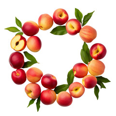 Wall Mural - circle of peaches isolated on transparent background cutout , generative ai