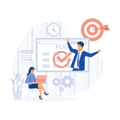 Poster - creative flat design for web banner. business workflow, flat modern vector illustration
