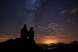 Fototapeta Natura - 満天の星空を見上げるカップル　with generative ai