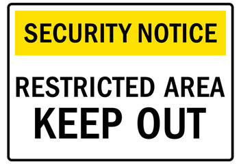 Sticker - Restricted area warning sign and labels keep out