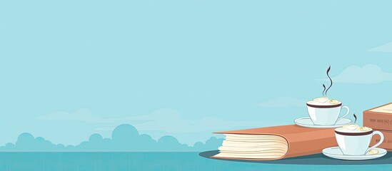 Poster - A stack of books with a cup of coffee on top of it created with Generative AI technology
