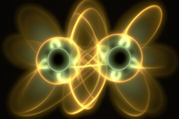 Wall Mural - atomic nucleus electrons neutrons protons. model shows that an atom is mostly empty space, with elec