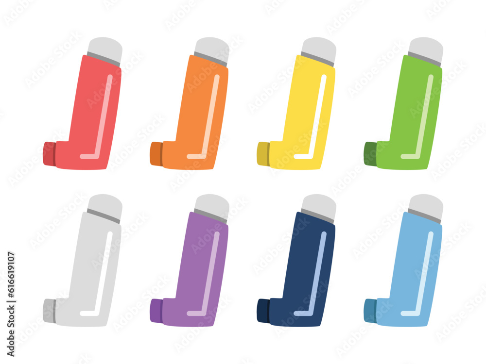 Asthma inhaler clipart cartoon style. Multicolor medical allergy asthma ...