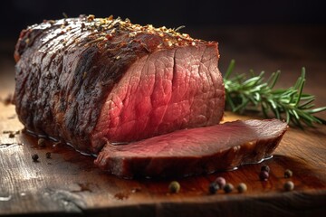 Aufkleber - roastbeef closeup. generated by AI.
