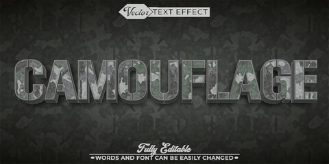 Poster - Military Gray Camouflage Vector Editable Text Effect Template