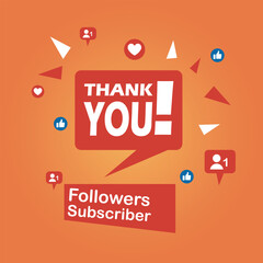 Celebrating the events subscribers. Thank you followers. Thanks followers Poster template for Social Networks vector template