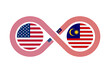unity concept. american english and malay language translation icon. vector illustration isolated on white background