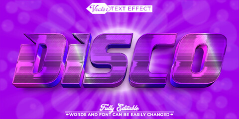 Wall Mural - Purple Shiny Disco Vector Editable Text Effect Template