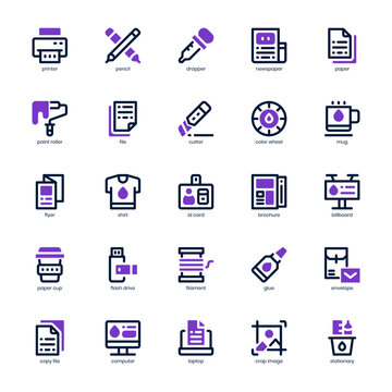 Printing Icon pack for your website design, logo, app, and user interface. Printing Icon mixed line and solid design. Vector graphics illustration and editable stroke.