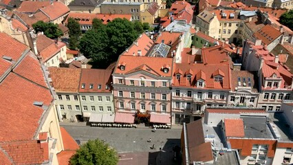 Sticker - VILNIUS, LITHUANIA - JULY 2017: Aerial city view from rooftop. Vilnius attracts 3 million people annually