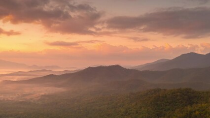 Wall Mural - aerial footage with a drone high mountains and beautiful sky at yun lai, chiang mai thailand.