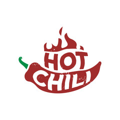 Wall Mural - logo lettering hot chili template illustration