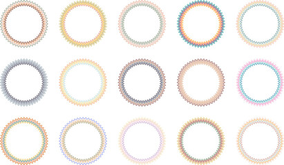 Wall Mural - Round retro frames with colorful wavy lines
