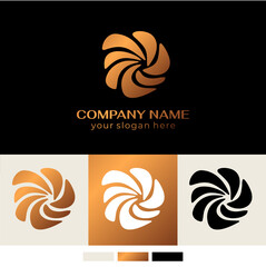 Sticker - Round spiral logo. Swirling elegant waves of fabric. Template for creating a unique luxury design, logo, fashion, studio, boutique, spa center