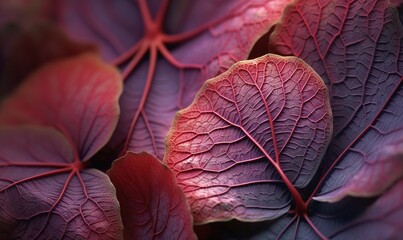  a close up of a purple and red plant with leaves.  generative ai