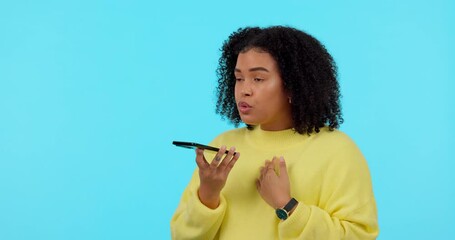 Aufkleber - Contact, phone call and woman angry, speaker and communication against a studio background. Female person, girl and model with a smartphone, connection and anger with stress, frustrated and crisis