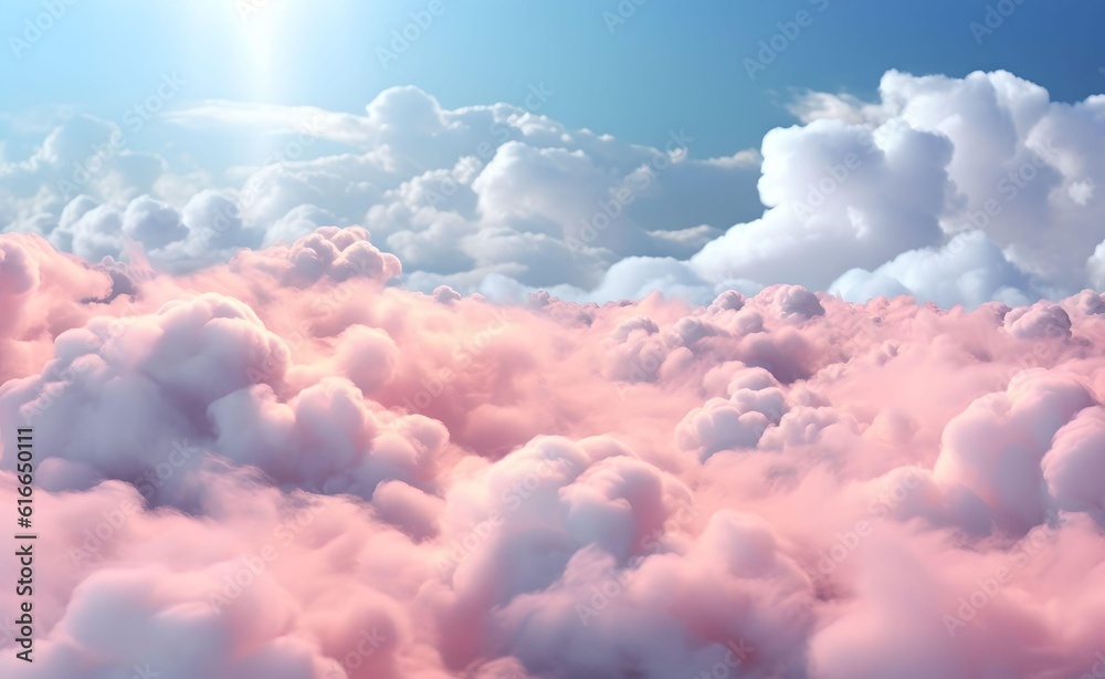 Pink clouds in the sky stage fluffy cotton candy dream fantasy soft ...