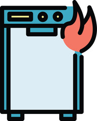 Poster - Repair dishwasher fire icon. Outline Repair dishwasher fire vector icon for web design isolated on white background color flat