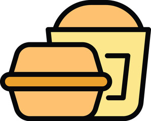 Poster - Take away home food icon. Outline Take away home food vector icon for web design isolated on white background color flat