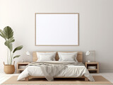 Fototapeta Mapy - Mockup Frame In Bedroom Interior Background, Mockups Design 3D, HD