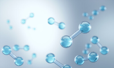 Wall Mural - model of hydrogen molecule on white background, 3d rendering.