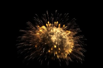 Sticker - Golden Fireworks on Black Background Isolated. Celebration and Light. Generative AI illustrations