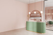 © ImageFlow - Luxury elegant salon with reception desk, shelf and mock up empty wall