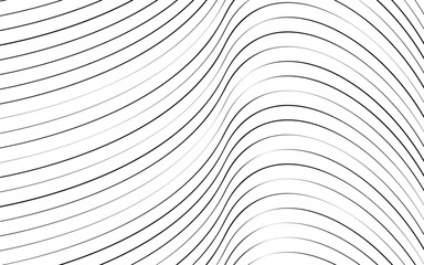 Wall Mural - Abstract lining pattern background, black wavy stripes