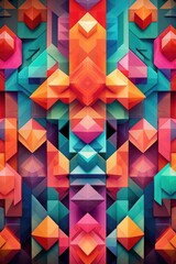 Poster - brightly colored geometric patterns, created with generative ai