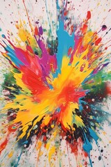 Sticker - colorful abstract paint splatter on canvas, created with generative ai