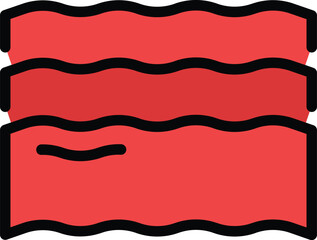 Poster - Bacon icon outline vector. Pork slice. Breakfast food color flat