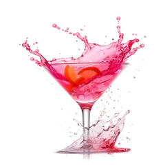 Wall Mural - Cosmopolitan cocktail with splash. 3D illustration digital art design, generative AI