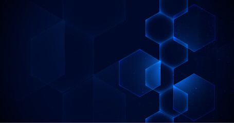 Leinwandbilder - Abstract blue hexagon digital, futuristic, technology concept background. Vector illustration