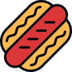 Sticker - Hot dog icon outline vector. Hotdog food. Sausage bun color flat