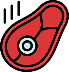 Sticker - Pork steak icon outline vector. Meat beef. Raw food color flat