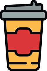 Poster - To go cup icon outline vector. Coffee takeaway. Paper take coffee color flat
