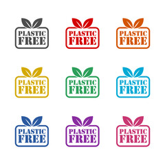 Poster - Plastic free icon. Color set