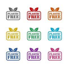 Sticker - Plastic free icon. Color set