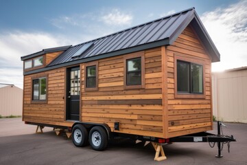 Wall Mural - tiny house built on trailer, ready to go anywhere, created with generative ai