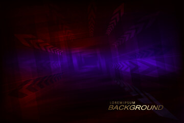 Wall Mural - Abstract geometric dark purple background with arrows, explosion effect