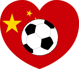 Wall Mural - China Chinese Flag Heart Soccer Football Concept