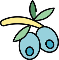 Sticker - Italian olives icon outline vector. Branch tree olive. Oil leaf color flat