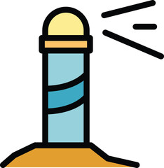 Poster - Sea lighthouse icon outline vector. Beacon light. Marine tower coast color flat